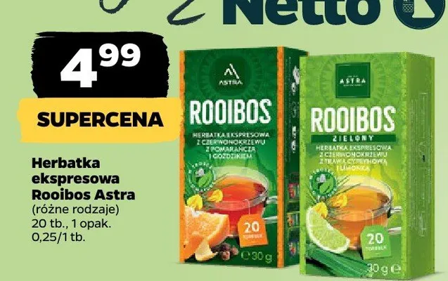 Herbatka ekspresowa Rooibos Astra promocja w Netto