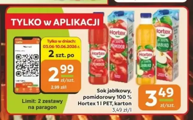 Sok jabłkowy 100% Hortex 1l karton promocja w Gama