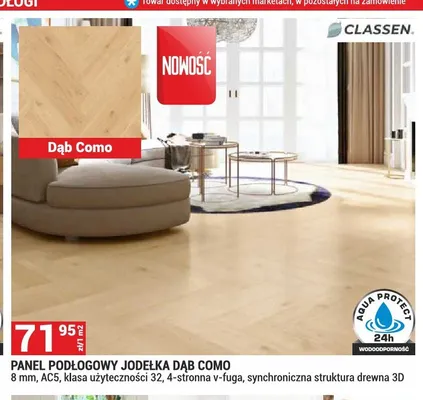 Panel podłogowy jodełka Classen Dąb Como promocja w Merkury Market