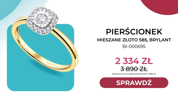 Pierścionek mieszane złoto 585 brylant BI-000695 Briju promocja w Briju