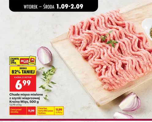 Chude mięso mielone z szynki wieprzowej Kraina Mięs promocja w Biedronka
