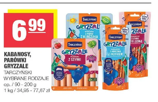 Kabanosy Gryzzale z kurczaka z indykiem Tarczyński promocja w SPAR