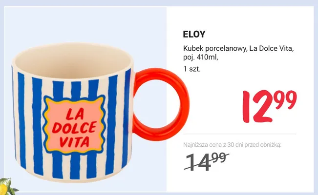 Kubek porcelanowy ELOY La Dolce Vita 410 ml promocja w Rossmann