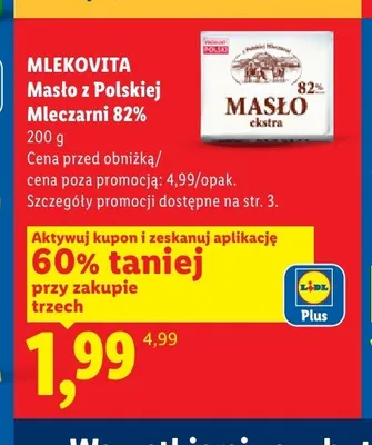 Masło z Polskiej Mleczarni 82% Mlekovita promocja w Lidl