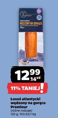 Łosoś atlantycki wędzony na gorąco Premieur promocja w Netto