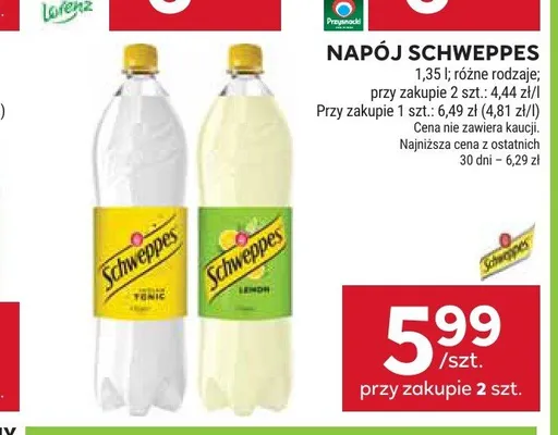 Napój Schweppes promocja w Stokrotka