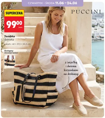 Torebka damska Puccini 40x37,5x20,5 cm promocja w Biedronka