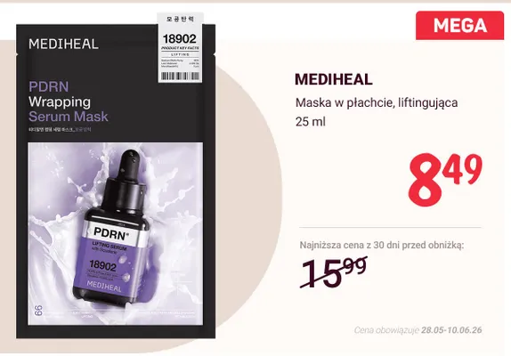 Maska w płachcie liftingująca Mediheal promocja w Rossmann