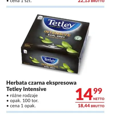 Herbata czarna ekspresowa Tetley Intensive Earl Grey promocja w Makro