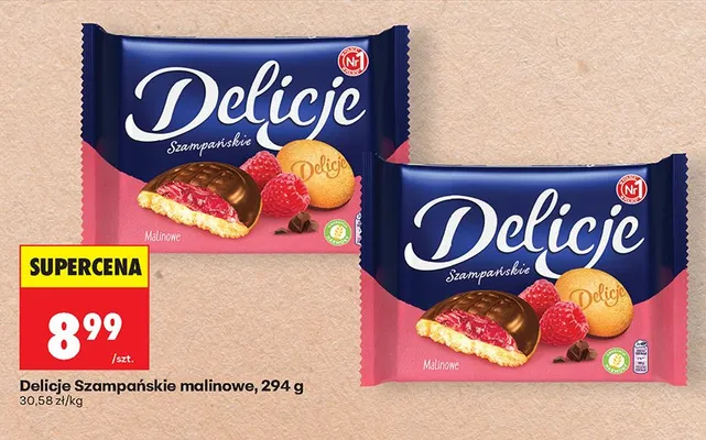 Ciastka Delicje Szampańskie malinowe promocja w Biedronka