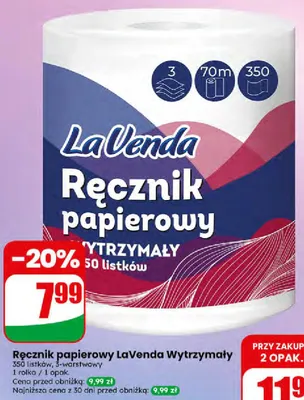 Ręcznik papierowy wytrzymały promocja w Dino