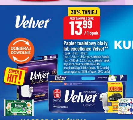 Papier toaletowy biały Velvet promocja w POLOmarket