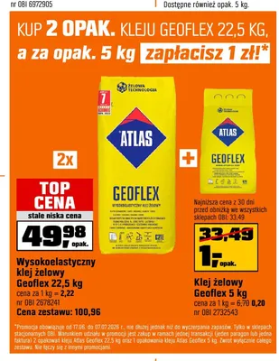 Wysokoelastyczny klej żelowy Atlas Geoflex promocja w OBI