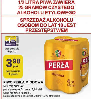 Piwo miodowa puszka promocja w Stokrotka