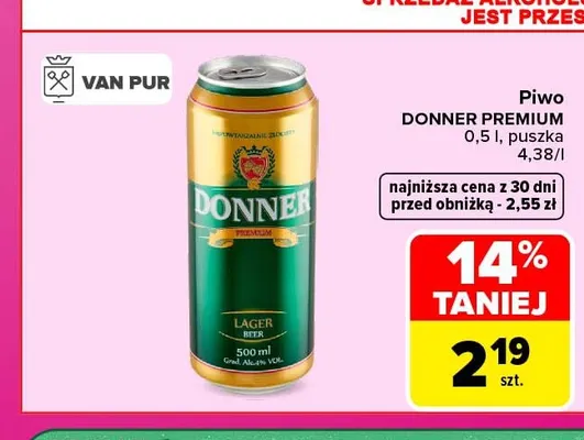 Piwo Donner Premium promocja w Carrefour
