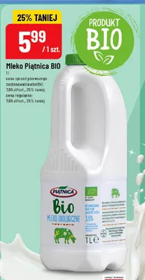 Mleko Piątnica BIO 3,9% promocja w POLOmarket