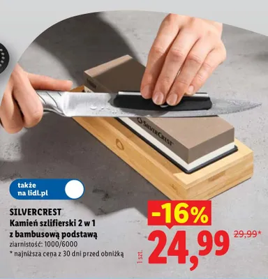 Kamień szlifierski 2 w 1 z bambusową podstawą Silvercrest promocja w Lidl