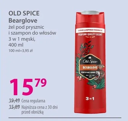 Żel pod prysznic i szampon do włosów 3 w 1 męski OLD SPICE Bearglove promocja w Hebe