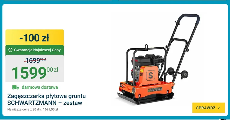Zagęszczarka płytowa gruntu SCHWARTZMANN promocja w ERLI