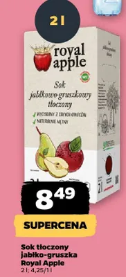 Sok jabłkowo-gruszkowy tłoczony Royal Apple promocja w Netto