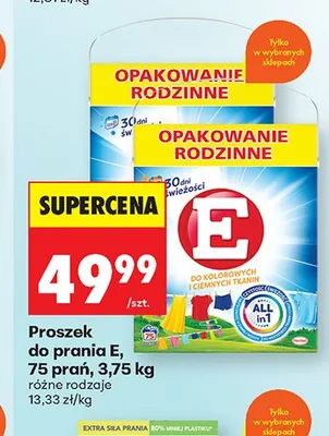 Proszek do prania E 75 prań promocja w Biedronka