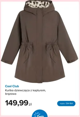 Kurtka dziewczęca z kapturem brązowa Cool Club promocja w Smyk