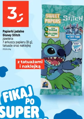 Papierki jadalne Disney Stitch z tatuażami i naklejką promocja w Dealz