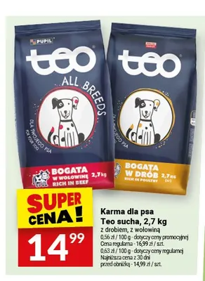 Karma dla psa Teo sucha z drobiem promocja w Twój Market