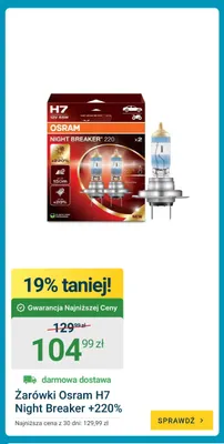 Żarówki Osram H7 Night Breaker +220% 2-pak promocja w ERLI