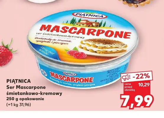 Ser Mascarpone śmietankowo-kremowy PIĄTNICA promocja w Kaufland