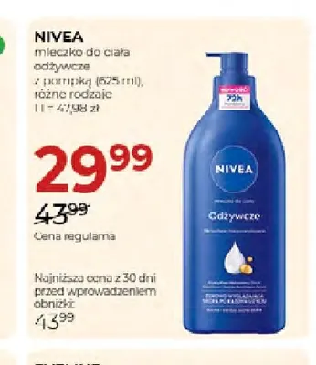 Mleczko do ciała odżywcze z pompką Nivea promocja w Drogerie Jawa