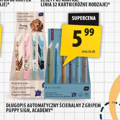 Długopis automatyczny ścieralny z gripem Academy Puppy Sign promocja w Arhelan