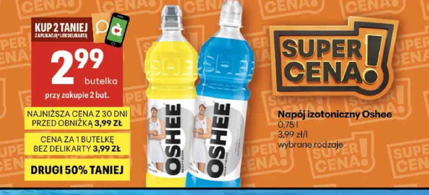 Napój izotoniczny Oshee promocja w Delikatesy Centrum