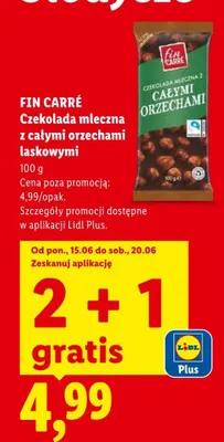 Czekolada mleczna z całymi orzechami laskowymi Fin Carré promocja w Lidl