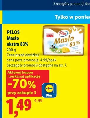 Masło ekstra Pilos 83% promocja w Lidl