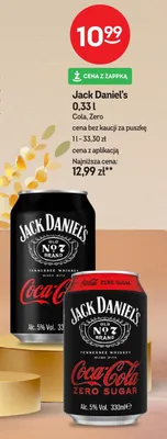 Napój Jack Daniel's 0,33l Cola, Zero promocja w Żabka