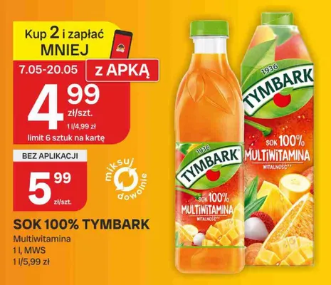 Sok 100% Tymbark Multiwitamina MWS promocja w Chorten