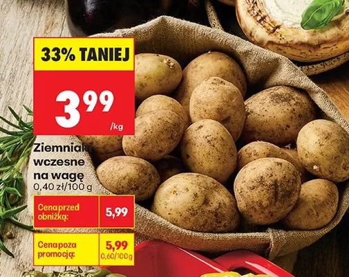 Ziemniaki wczesne na wagę promocja w Biedronka