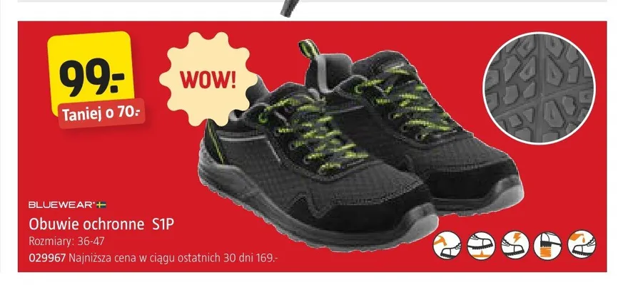 Obuwie ochronne S1P Bluewear promocja w Jula