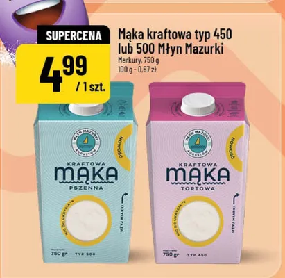 Mąka kraftowa typ 450 lub 500 młyn Mazurki promocja w POLOmarket