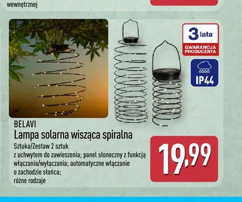 Lampa solarna wisząca spiralna BELAVI promocja w Aldi