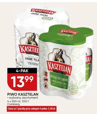 Piwo Kasztelan jasne pełne niepasteryzowane promocja w Chata Polska