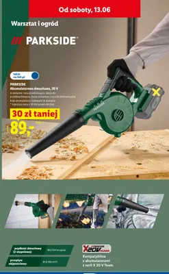 Akumulatorowa dmuchawa PARKSIDE 20V promocja w Lidl