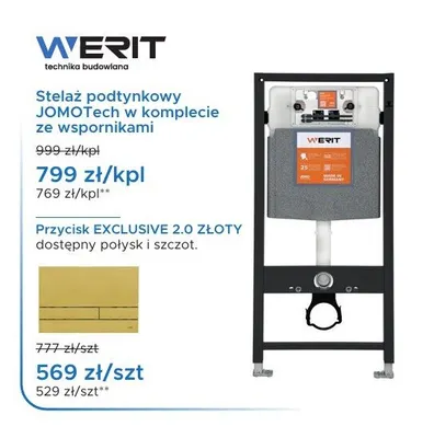 Stelaż podtynkowy WERIT JOMOTech w komplecie ze wspornikami promocja w Blu Salony Łazienek