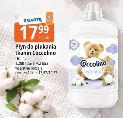 Płyn do płukania tkanin Coccolino 1,702 l promocja w Leclerc
