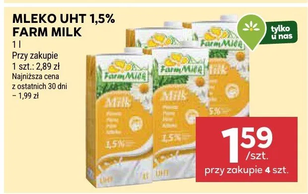 Mleko UHT 1,5% promocja w Stokrotka