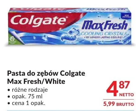 Pasta do zębów Colgate Max Fresh/White promocja w Makro