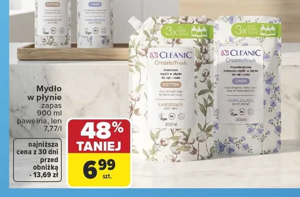Mydło w płynie zapas Cleanic len promocja w Carrefour