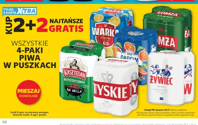 Piwo Kasztelan Niepasteryzowane 4-pak 500ml promocja w Kaufland