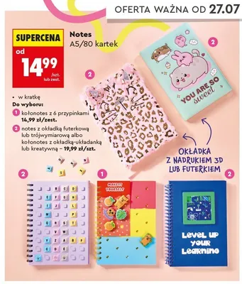 Notes z okładką trójwymiarową Kayet 80 kartek promocja w Biedronka